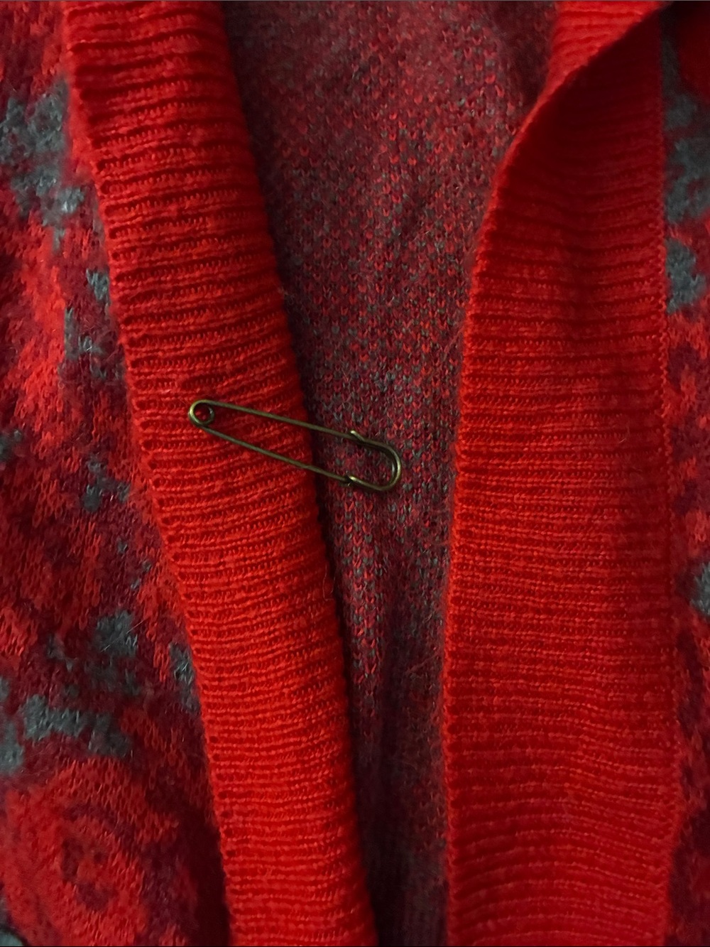 Anthropologie Sparrow Maraschino Red Floral Wool Hooded Cardigan - Picture 5 of 8